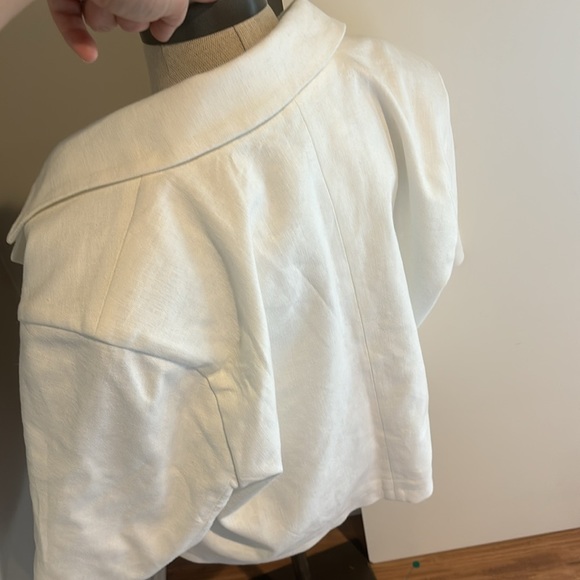 Abercrombie White Linen Cropped blazer Large - Picture 6 of 6